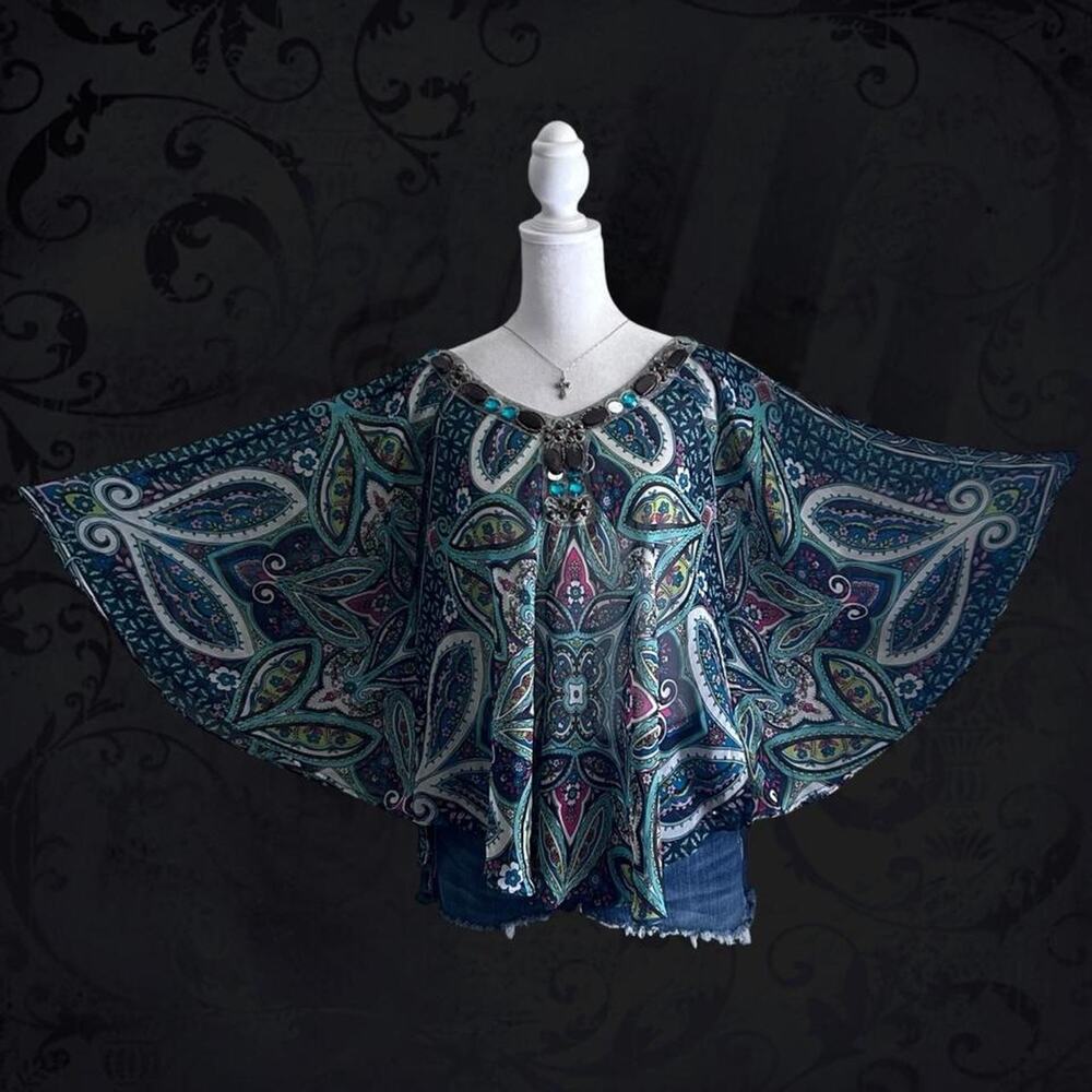 paisley floral medallion fairy boho grunge dolman batwing whimsical blouse